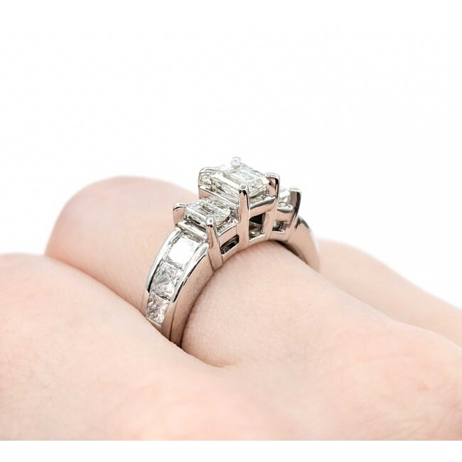 Ring Engagement 2.0ctw Emerald/Princess Diamond 14kw sz6.5 224110304