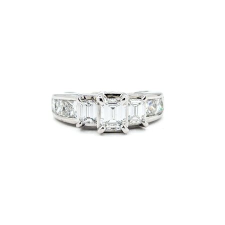 Ring Engagement 2.0ctw Emerald/Princess Diamond 14kw sz6.5 224110304