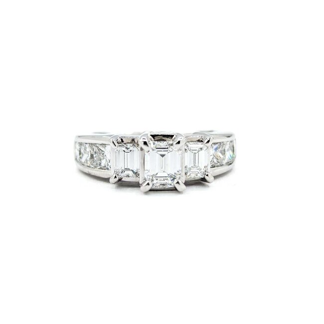 Ring Engagement 2.0ctw Emerald/Princess Diamond 14kw sz6.5 224110304