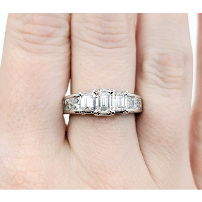 Ring Engagement 2.0ctw Emerald/Princess Diamond 14kw sz6.5 224110304