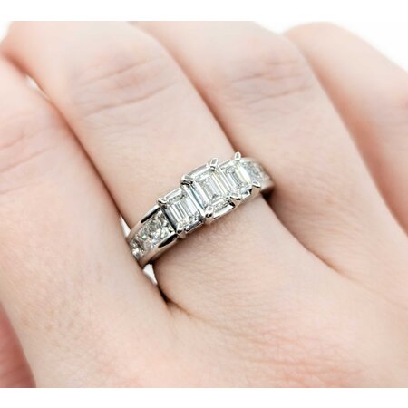 Ring Engagement 2.0ctw Emerald/Princess Diamond 14kw sz6.5 224110304