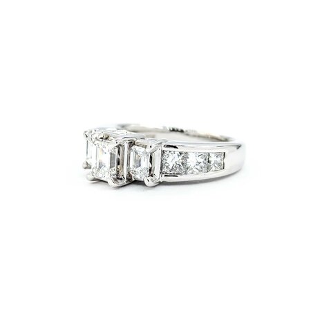 Ring Engagement 2.0ctw Emerald/Princess Diamond 14kw sz6.5 224110304