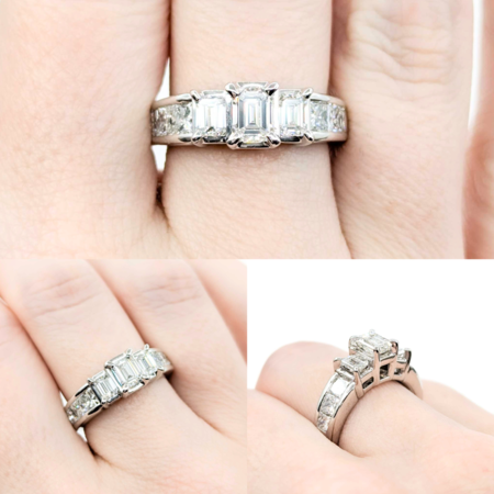 Ring Engagement 2.0ctw Emerald/Princess Diamond 14kw sz6.5 224110304