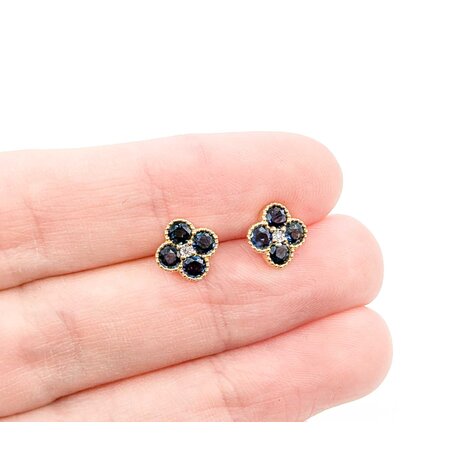 Earrings .01ctw Round Diamonds 1.00ctw Sapphire 7.2x7.2mm 14ky 124114162