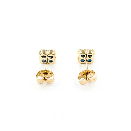 Earrings .01ctw Round Diamonds 1.00ctw Sapphire 7.2x7.2mm 14ky 124114162