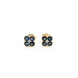  Earrings .01ctw Round Diamonds 1.00ctw Sapphire 7.2x7.2mm 14ky 124114162