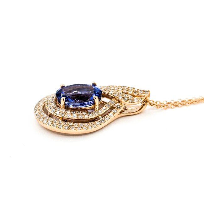 Pendant .55ctw Round Diamonds 2.61ct Purple Tanzanite 1x.55" 14kr 16-18" 124111257