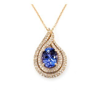 Pendant .55ctw Round Diamonds 2.61ct Purple Tanzanite 1x.55" 14kr 16-18" 124111257