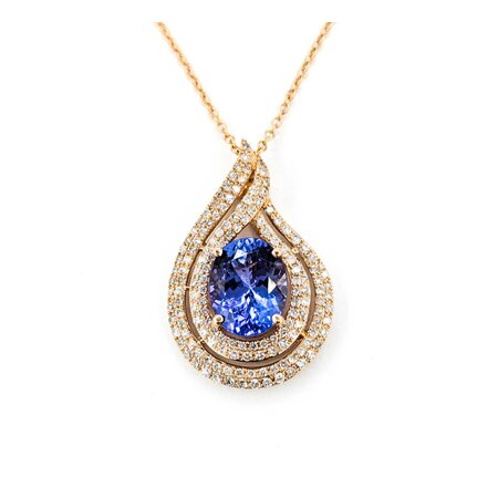 Pendant .55ctw Round Diamonds 2.61ct Purple Tanzanite 1x.55" 14kr 16-18" 124111257