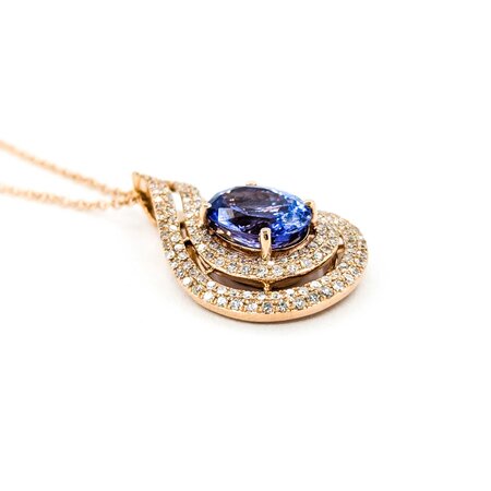 Pendant .55ctw Round Diamonds 2.61ct Purple Tanzanite 1x.55" 14kr 16-18" 124111257