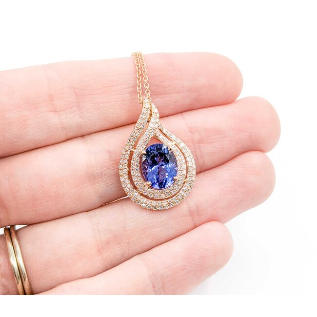 Pendant .55ctw Round Diamonds 2.61ct Purple Tanzanite 1x.55" 14kr 16-18" 124111257