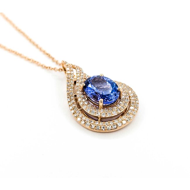 Pendant .55ctw Round Diamonds 2.61ct Purple Tanzanite 1x.55" 14kr 16-18" 124111257