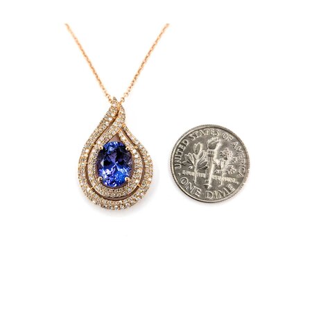 Pendant .55ctw Round Diamonds 2.61ct Purple Tanzanite 1x.55" 14kr 16-18" 124111257