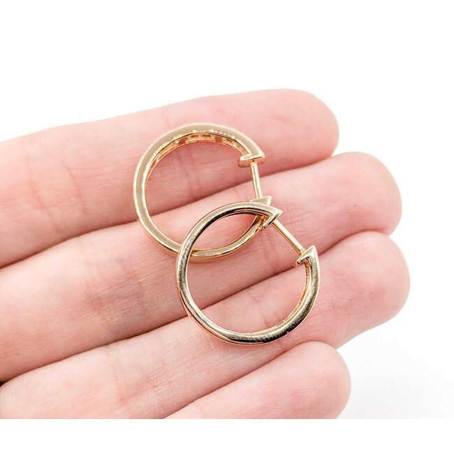 Earrings 1.00ctw Princess Diamonds Hoop Channel Set .75x.1" 14kr 124114010