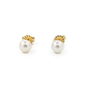 Earrings Stud 6mm Round Pearl 14ky 224114159