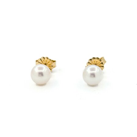Earrings Stud 6mm Round Pearl 14ky 224114159