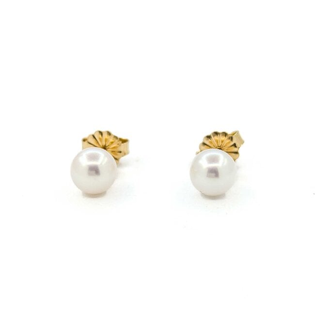 Earrings Stud 6mm Round Pearl 14ky 224114159
