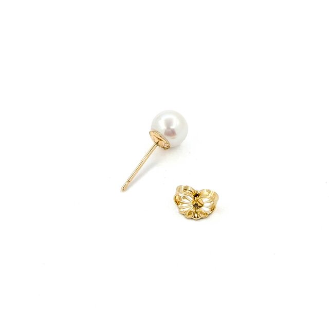 Earrings Stud 6mm Round Pearl 14ky 224114159
