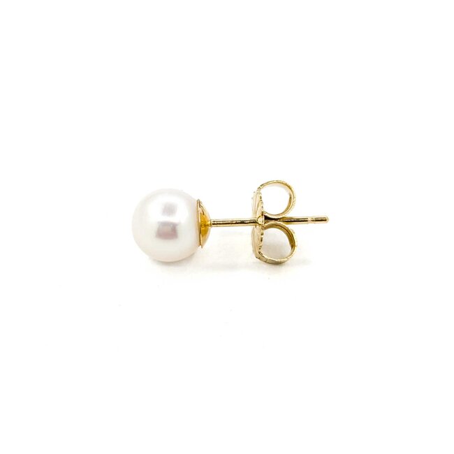 Earrings Stud 6mm Round Pearl 14ky 224114159
