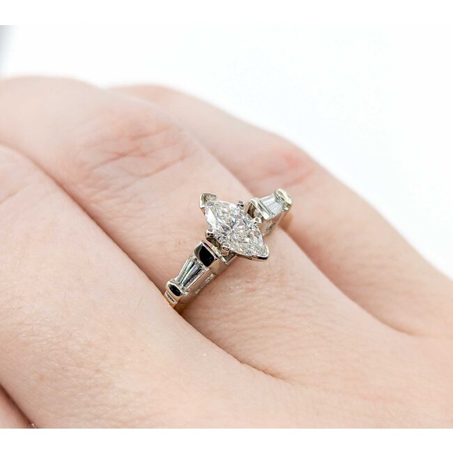 Ring Engagement 3 Stone .50ct Marquise Diamond .32ctw Diamonds 14ky sz6.25 224110309