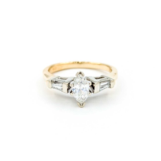 Ring Engagement 3 Stone .50ct Marquise Diamond .32ctw Diamonds 14ky sz6.25 224110309