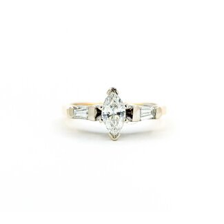 Ring Engagement 3 Stone .50ct Marquise Diamond .32ctw Diamonds 14ky sz6.25 224110309