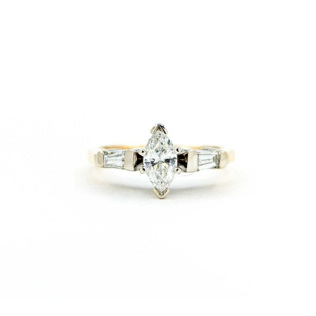 Ring Engagement 3 Stone .50ct Marquise Diamond .32ctw Diamonds 14ky sz6.25 224110309