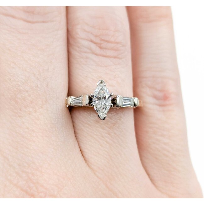 Ring Engagement 3 Stone .50ct Marquise Diamond .32ctw Diamonds 14ky sz6.25 224110309