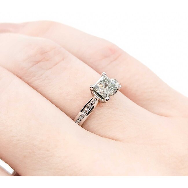 Ring Engagement Peek a Boo .65ct Princess Diamond .12ctw Diamonds 18kw sz6 224110308