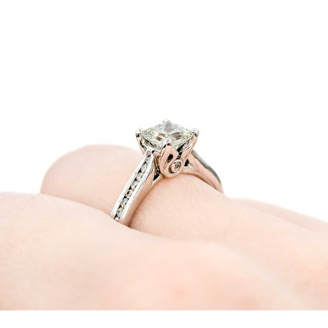 Ring Engagement Peek a Boo .65ct Princess Diamond .12ctw Diamonds 18kw sz6 224110308