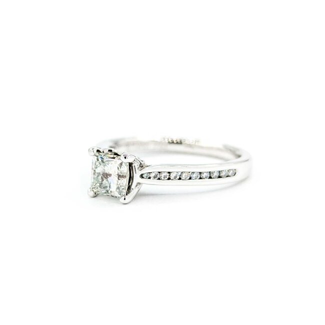 Ring Engagement Peek a Boo .65ct Princess Diamond .12ctw Diamonds 18kw sz6 224110308
