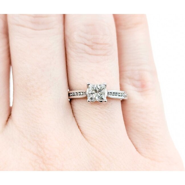 Ring Engagement Peek a Boo .65ct Princess Diamond .12ctw Diamonds 18kw sz6 224110308