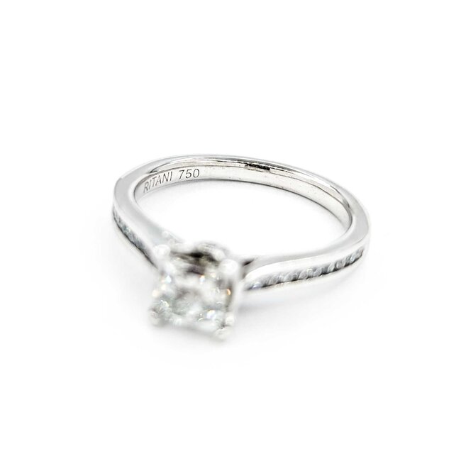 Ring Engagement Peek a Boo .65ct Princess Diamond .12ctw Diamonds 18kw sz6 224110308