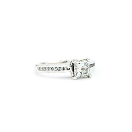 Ring Engagement Peek a Boo .65ct Princess Diamond .12ctw Diamonds 18kw sz6 224110308