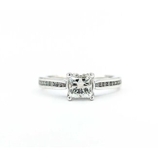 Ring Engagement Peek a Boo .65ct Princess Diamond .12ctw Diamonds 18kw sz6 224110308