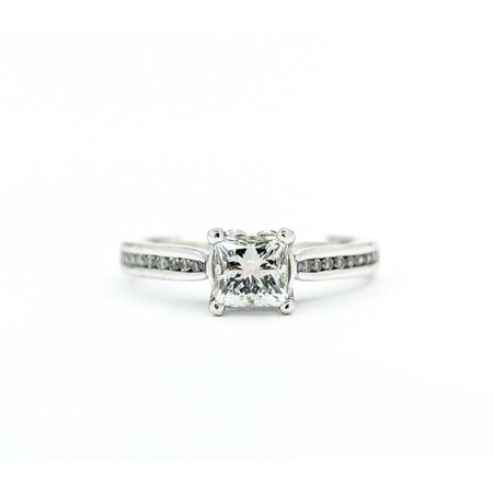 Ring Engagement Peek a Boo .65ct Princess Diamond .12ctw Diamonds 18kw sz6 224110308