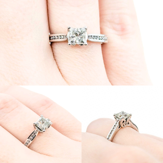 Ring Engagement Peek a Boo .65ct Princess Diamond .12ctw Diamonds 18kw sz6 224110308