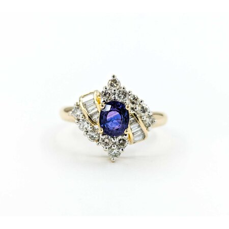Ring 1.00ctw Round & Baguette Diamonds .80ct Purple Sapphire 14ky sz8.5 124110152