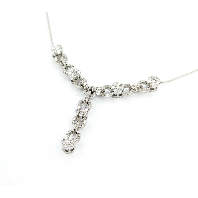 Necklace Diamond Fashion .62ctw Round Diamonds Illusion Chain 10kw 17" 0.8mm 124112009
