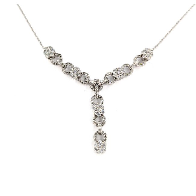 Necklace Diamond Fashion .62ctw Round Diamonds Illusion Chain 10kw 17" 0.8mm 124112009