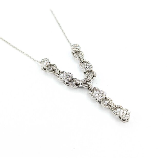 Necklace Diamond Fashion .62ctw Round Diamonds Illusion Chain 10kw 17" 0.8mm 124112009