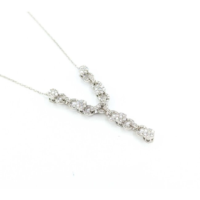 Necklace Diamond Fashion .62ctw Round Diamonds Illusion Chain 10kw 17" 0.8mm 124112009