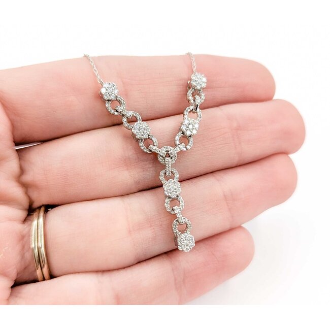 Necklace Diamond Fashion .62ctw Round Diamonds Illusion Chain 10kw 17" 0.8mm 124112009