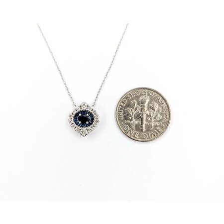 Pendant Evil Eye .20ctw Round Diamonds .35ctw Blue Sapphire 11.5x10mm 14kw 18" 124111253