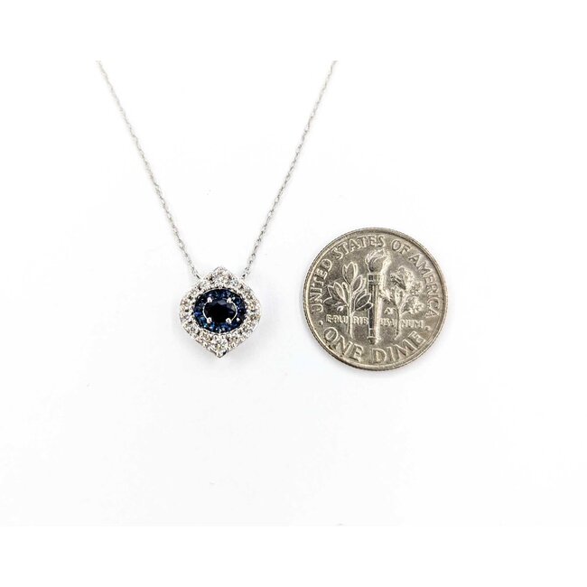 Pendant Evil Eye .20ctw Round Diamonds .35ctw Blue Sapphire 11.5x10mm 14kw 18" 124111253