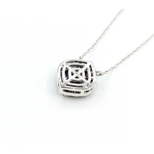 Pendant Evil Eye .20ctw Round Diamonds .35ctw Blue Sapphire 11.5x10mm 14kw 18" 124111253