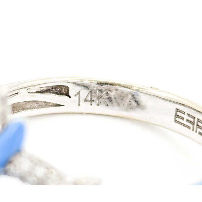 Effy Ring .14ctw Round Diamonds Dolphin Blue Enamel 14kw sz7 124110002
