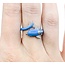 Effy Ring .14ctw Round Diamonds Dolphin Blue Enamel 14kw sz7 124110002