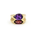  Ring .10ctw Round Diamonds 2.69ct Amethyst 2.03ct Garnet 18ky sz8.5 224110198