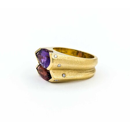 Ring .10ctw Round Diamonds 2.69ct Amethyst 2.03ct Garnet 18ky sz8.5 224110198